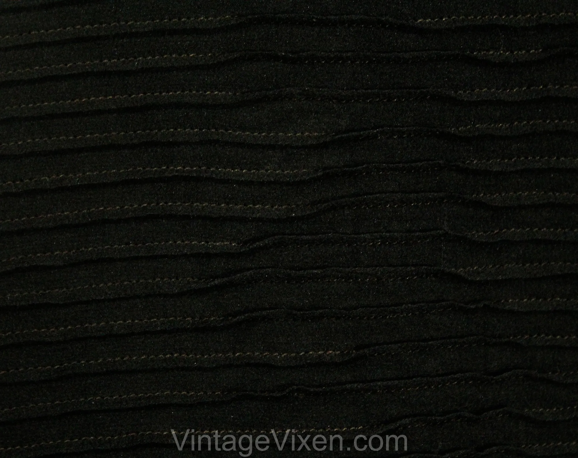 Size 8 1920s Flapper Dress - Chic 20s Era Avant Garde Party Cocktail with Pin Tucks and Scallops - Black Silk Satin & Chiffon - Bust 36