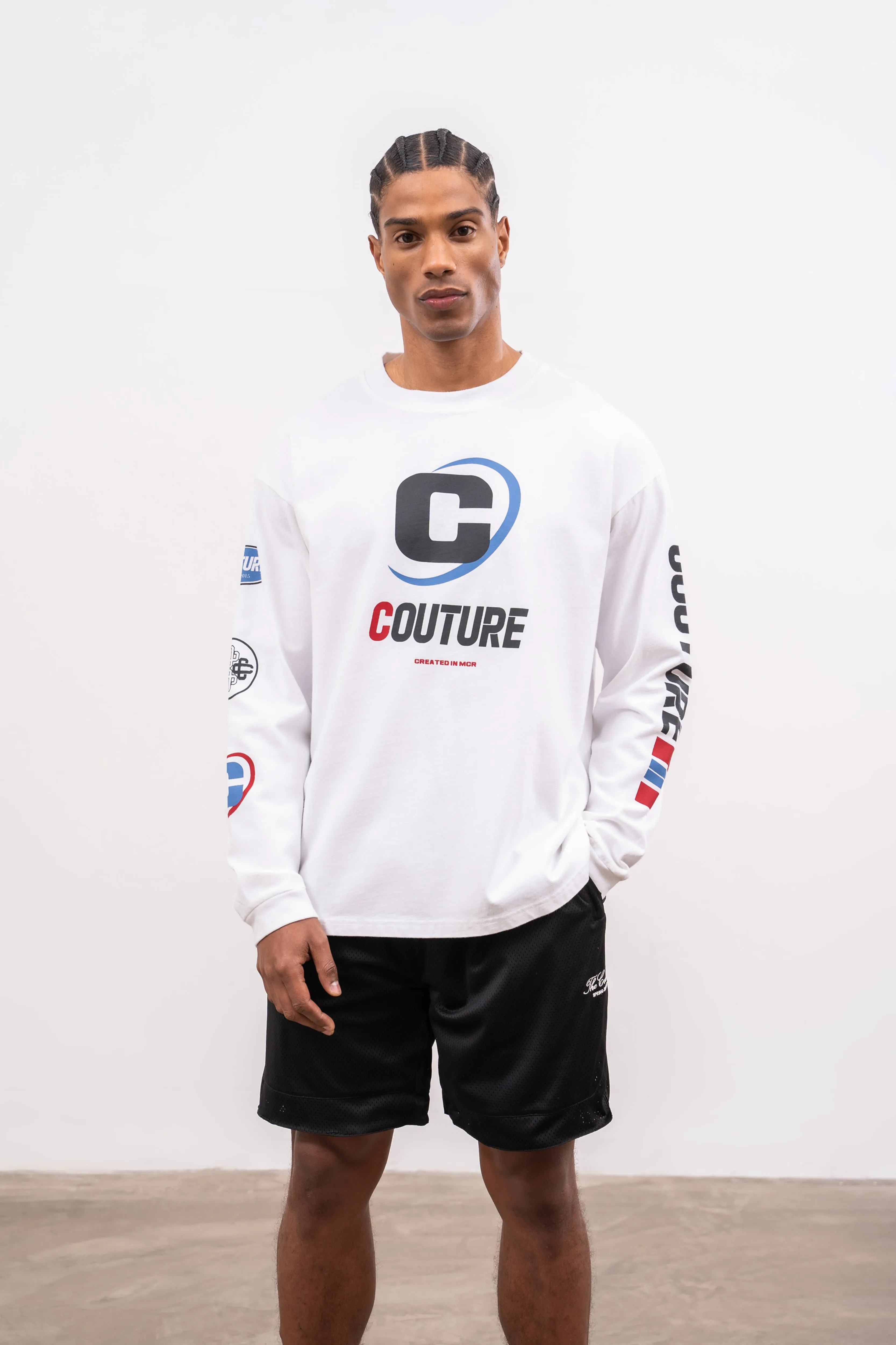 SPORTS MULTI LOGO LONG SLEEVE T-SHIRT - WHITE