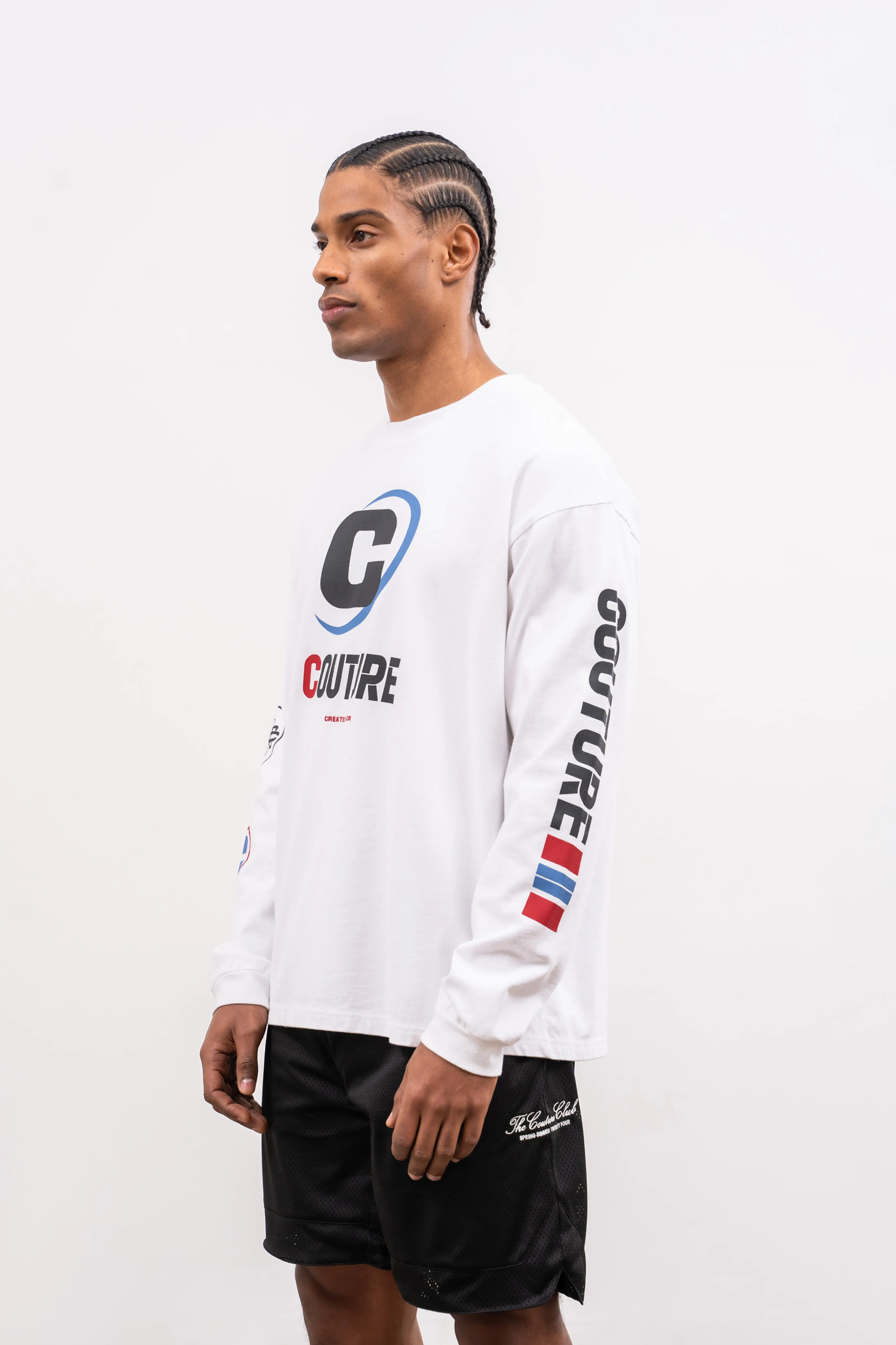 SPORTS MULTI LOGO LONG SLEEVE T-SHIRT - WHITE