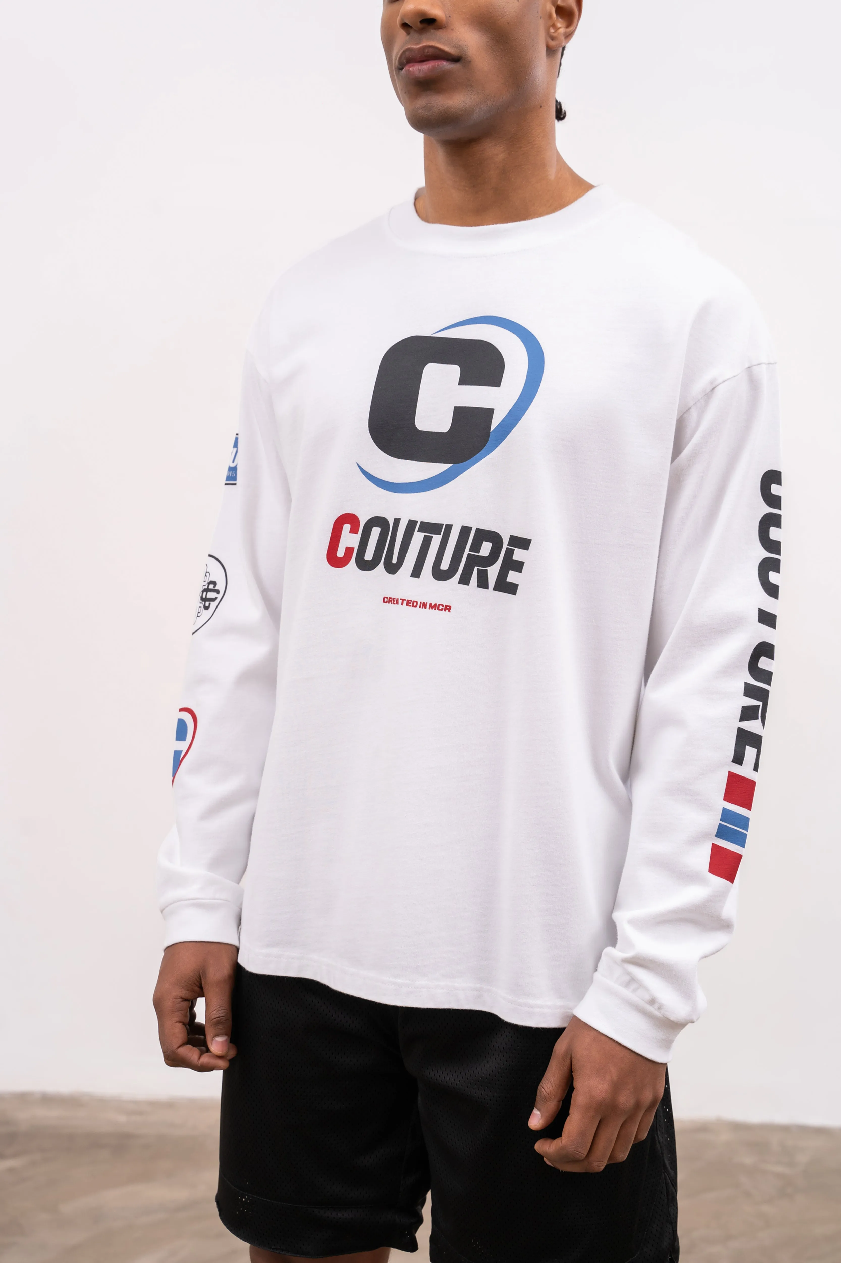 SPORTS MULTI LOGO LONG SLEEVE T-SHIRT - WHITE