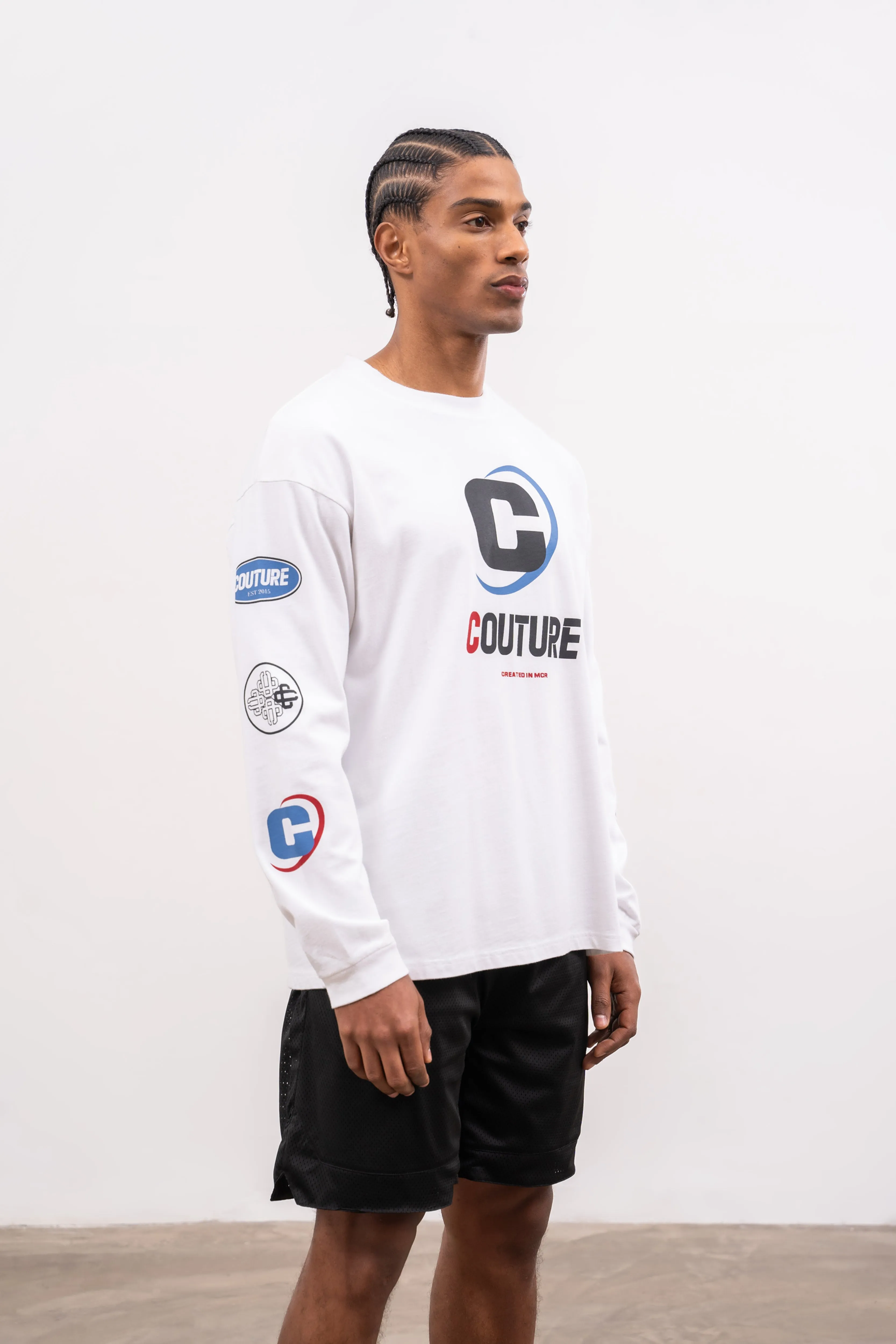 SPORTS MULTI LOGO LONG SLEEVE T-SHIRT - WHITE