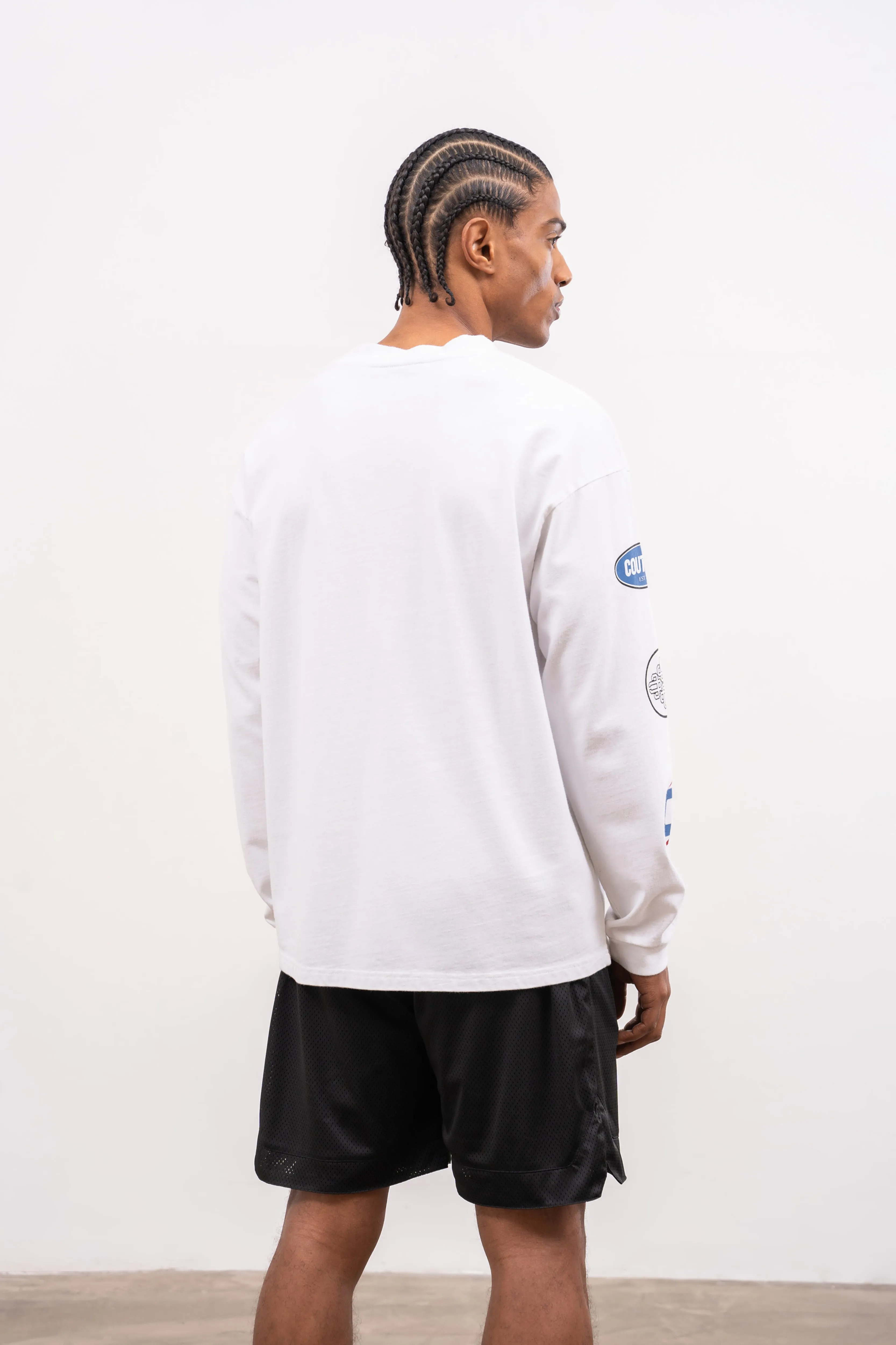 SPORTS MULTI LOGO LONG SLEEVE T-SHIRT - WHITE