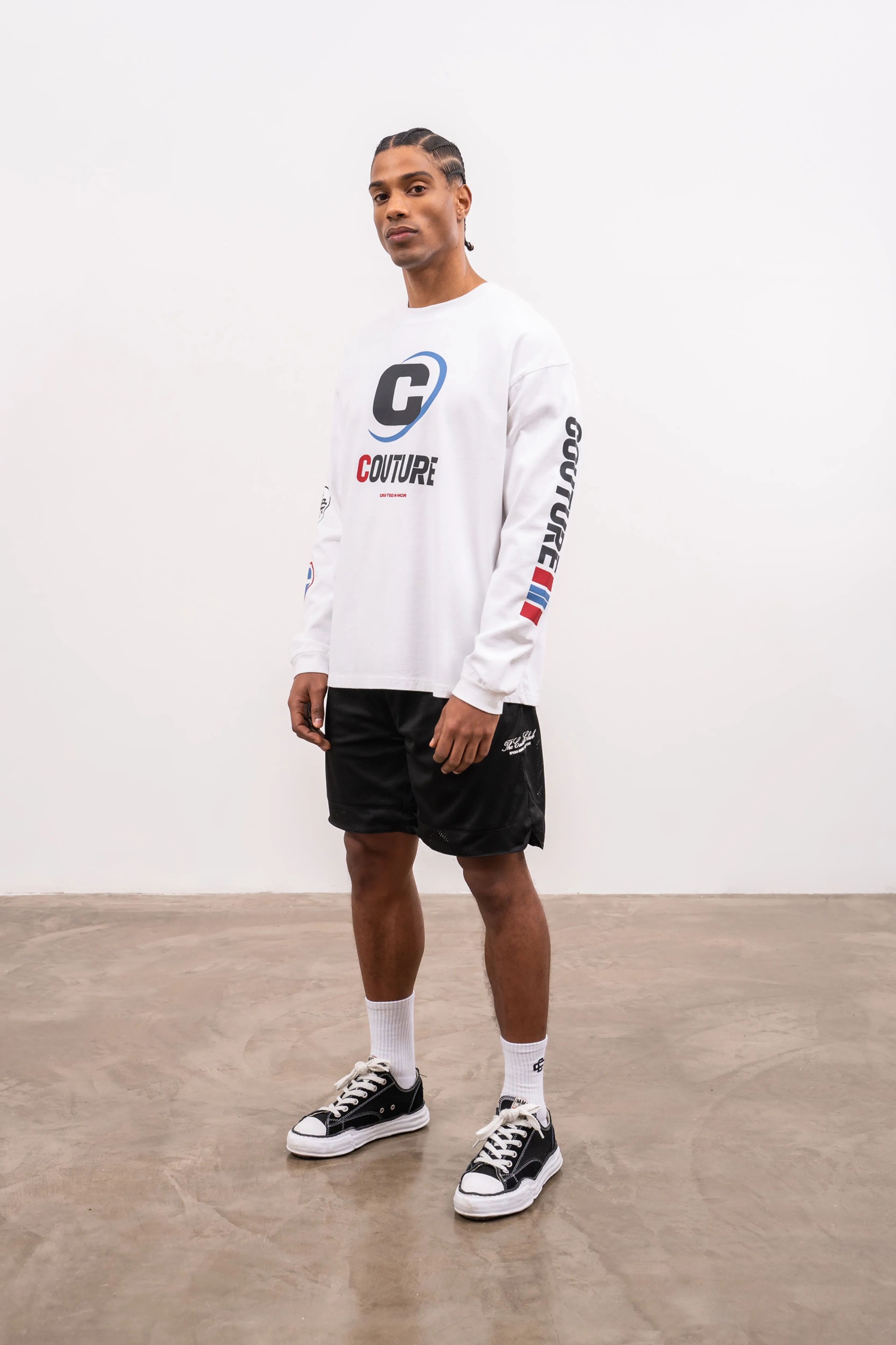SPORTS MULTI LOGO LONG SLEEVE T-SHIRT - WHITE