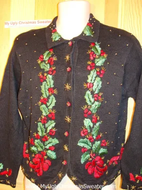 Tacky Ugly Christmas Sweater with Bows and Ivy (f57)