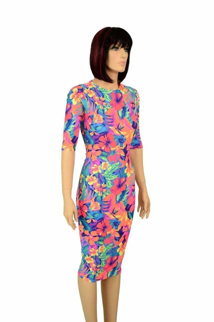 Tahitian Floral Wiggle Dress