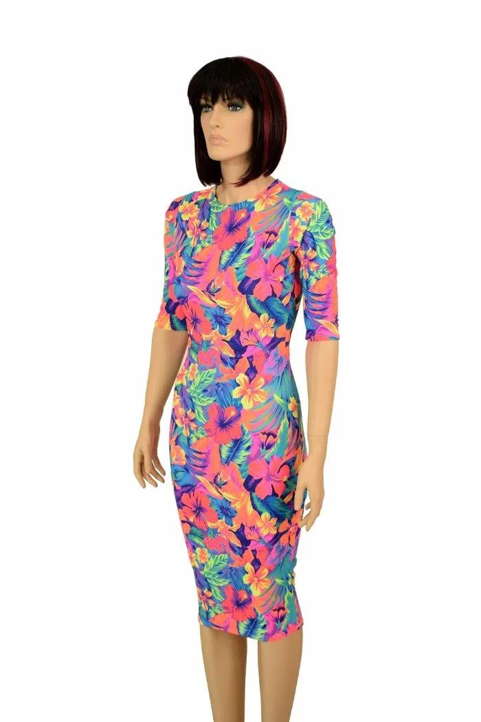 Tahitian Floral Wiggle Dress
