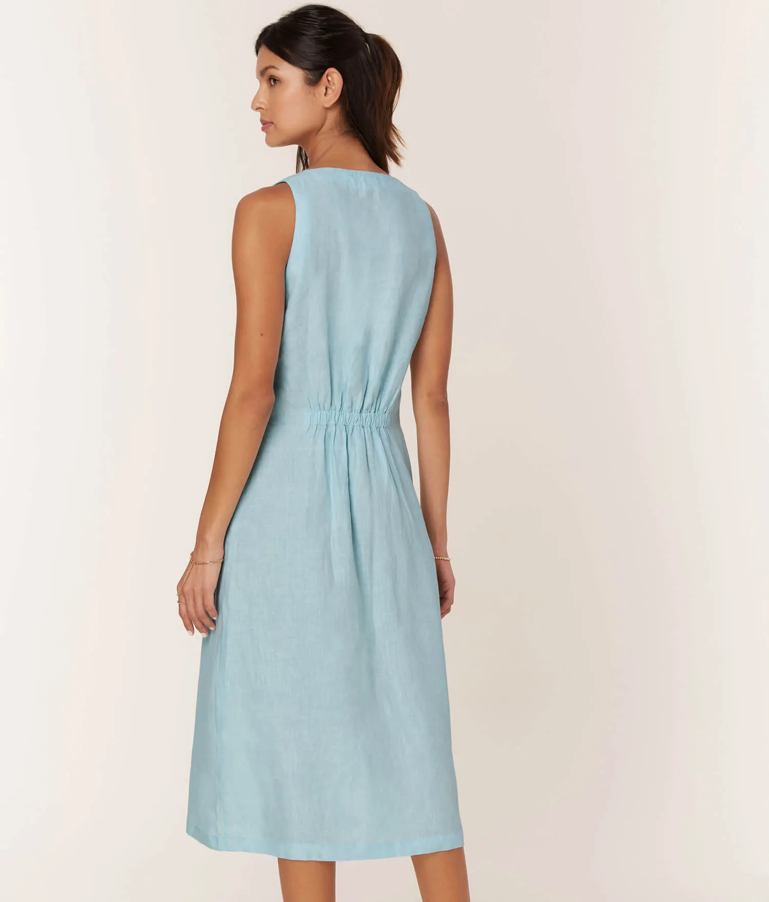 The Anamur Button Up Dress - Linen - Hydrangea