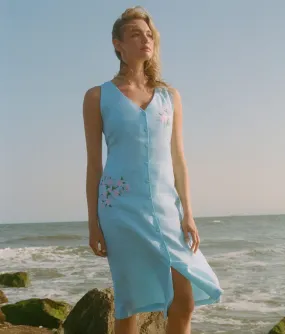 The Anamur Button Up Dress - Linen - Hydrangea