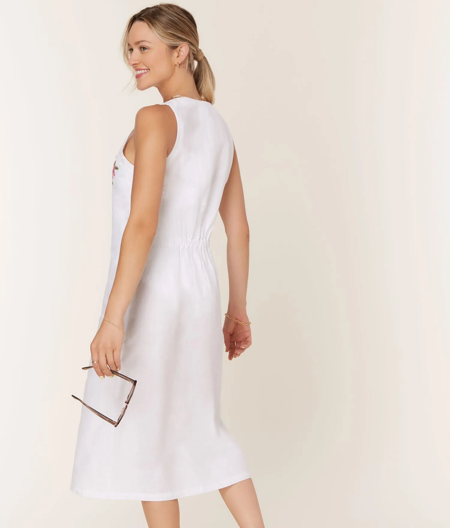 The Anamur Button Up Dress - Linen - White
