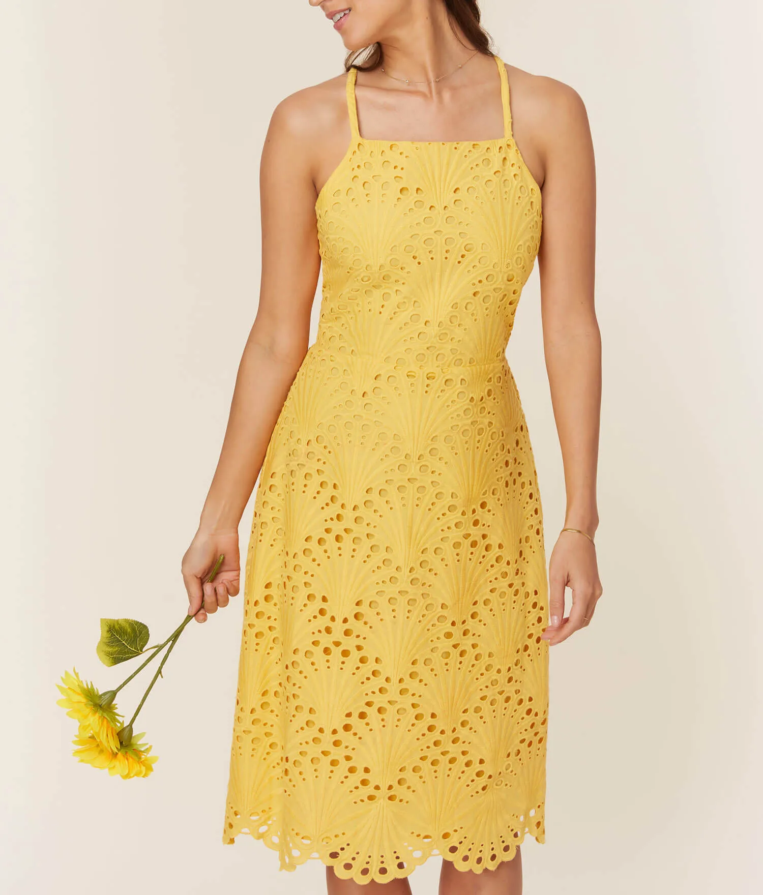 The Roatan Midi Dress - Eyelet - Pineapple