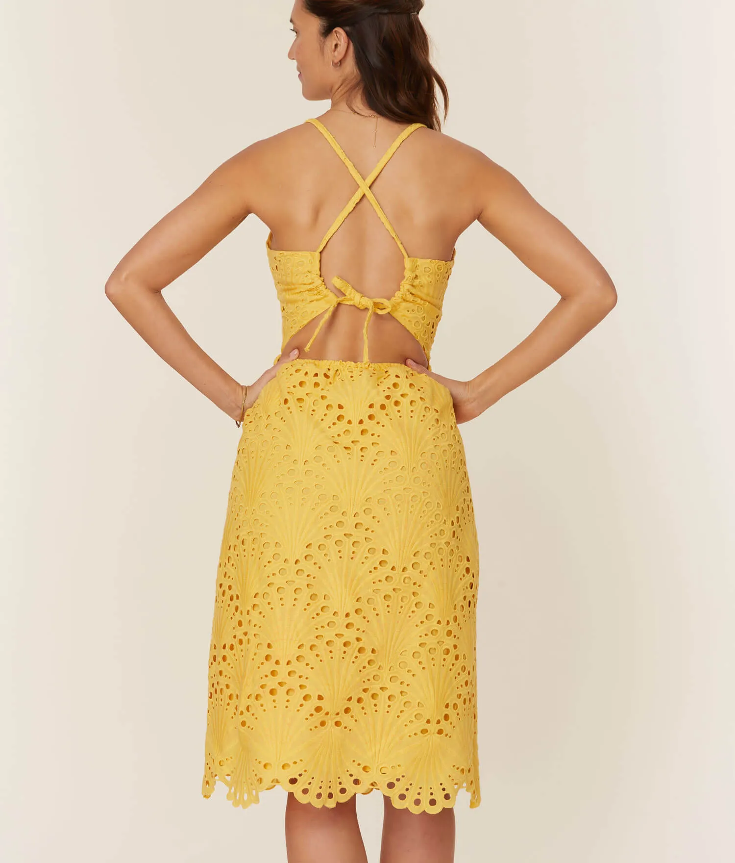 The Roatan Midi Dress - Eyelet - Pineapple