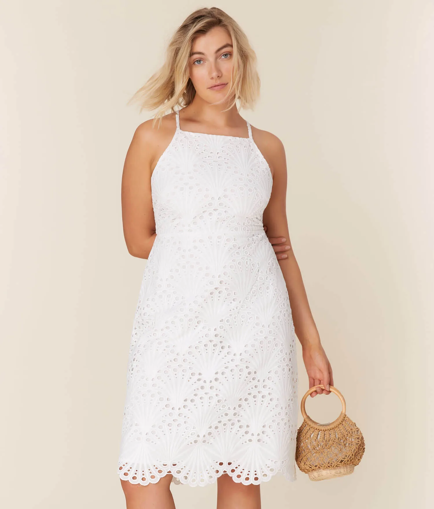 The Roatan Midi Dress - Eyelet - White