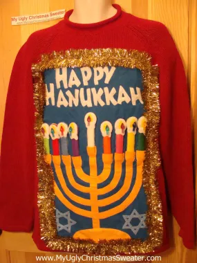 Ugly Christmas Sweater Party Hanukkah Sweater (j105)