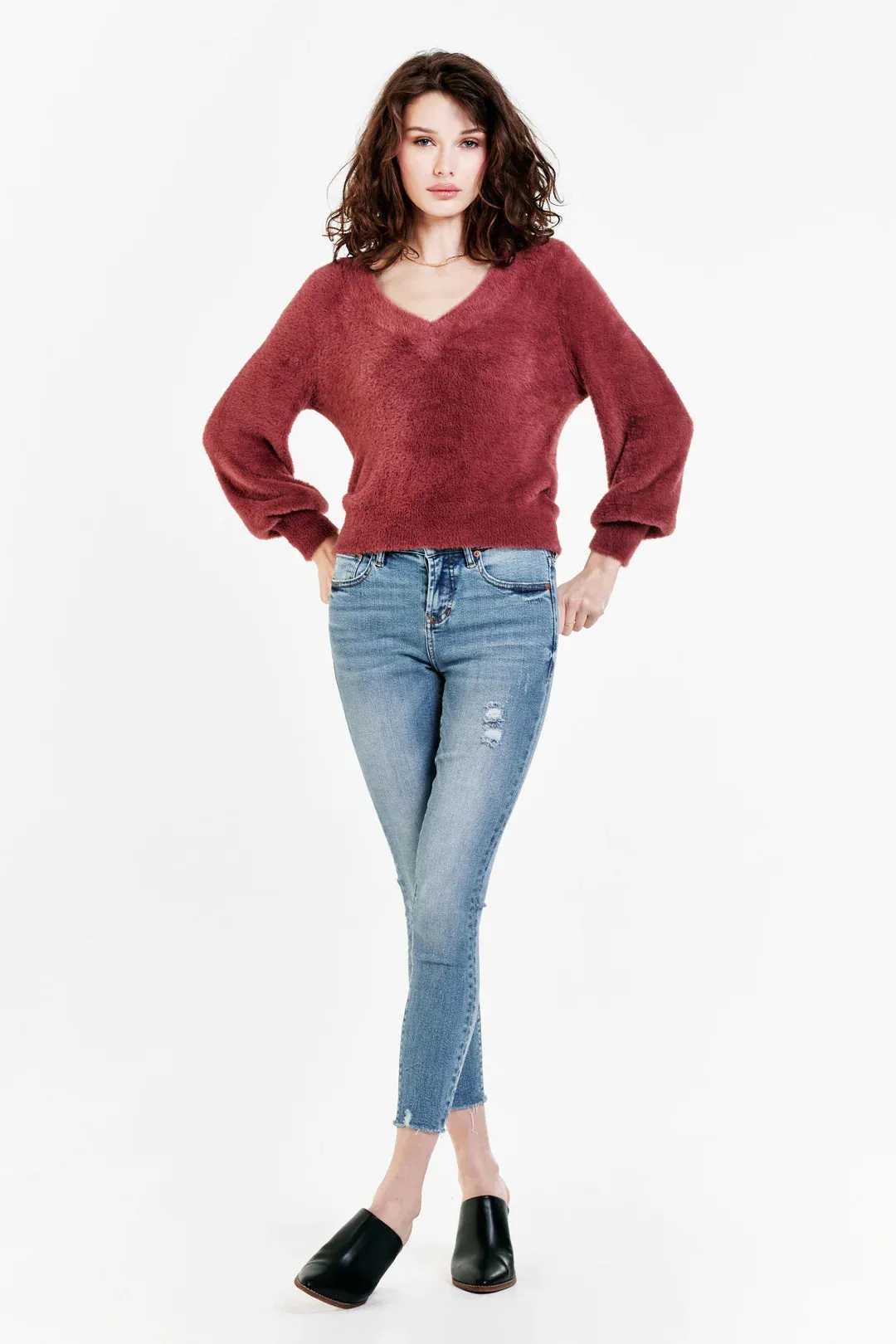 VALLI PLUSH SWEATER WITHERED ROSE
