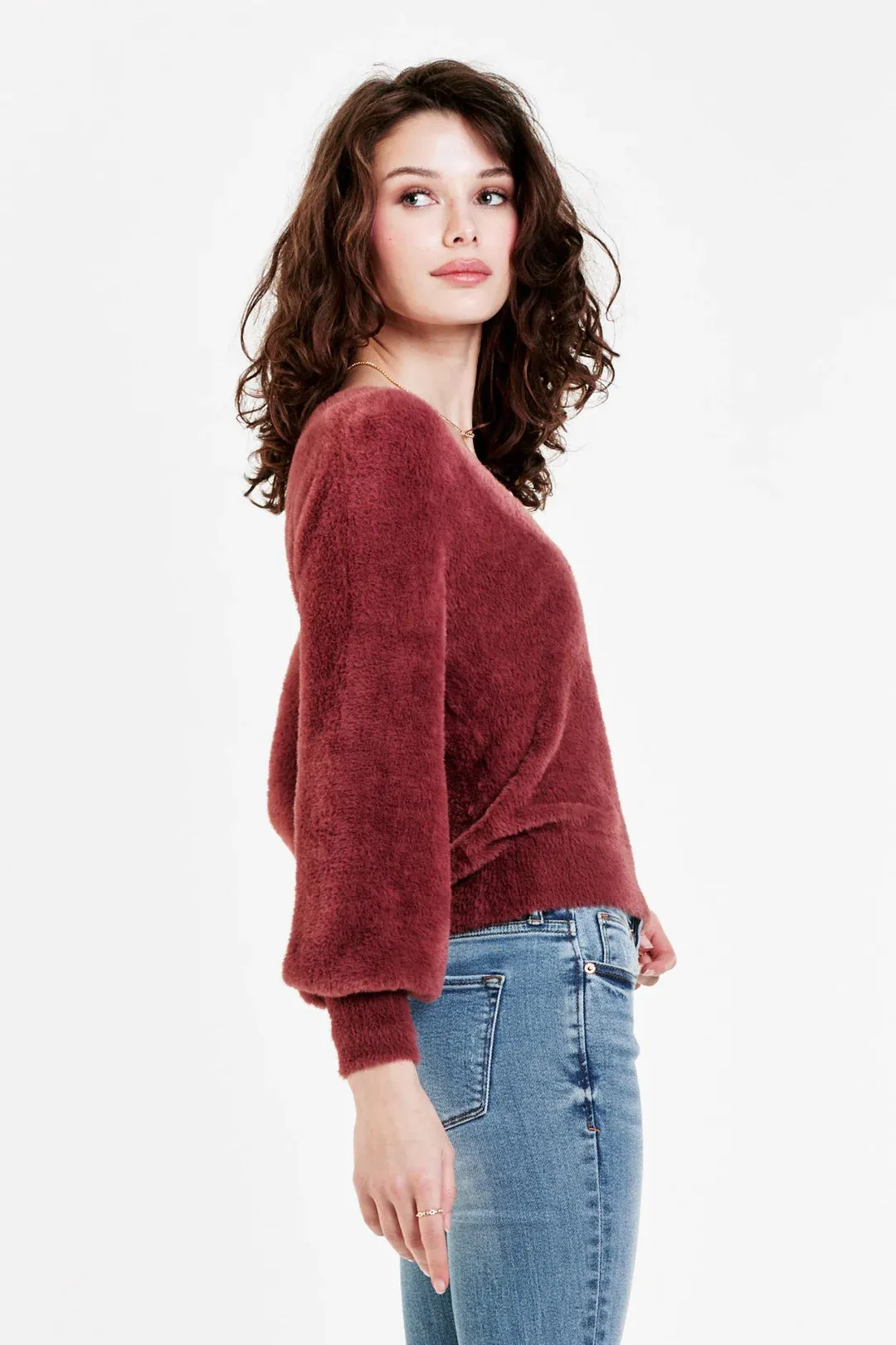VALLI PLUSH SWEATER WITHERED ROSE