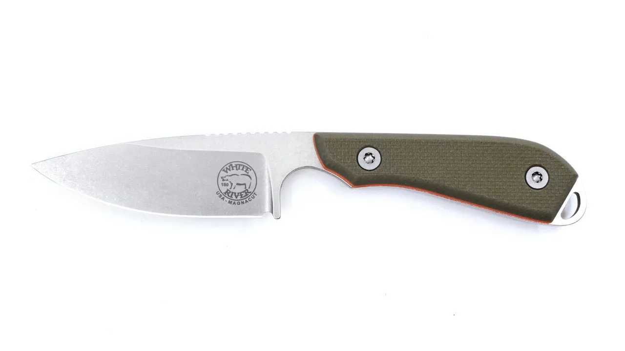 White River Knives M1 Pro Fixed Blade 3in Magnacut Steel Green / Orange Textured G10 Handles